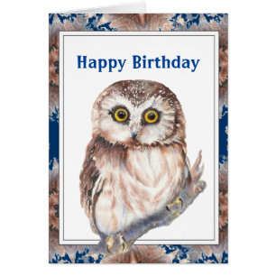 Old Age Birthday Cute Little Owl Bird