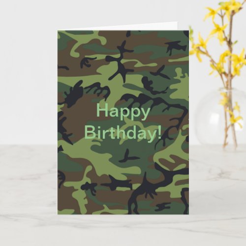 Old Age Military Green Camouflage Birthday Card