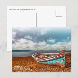 Old Aiola. Portuguese traditional boat in a beach Postcard
