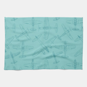 Old airplanes kitchen towel