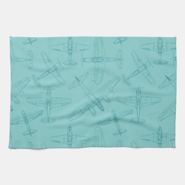Old airplanes kitchen towel (Horizontal)