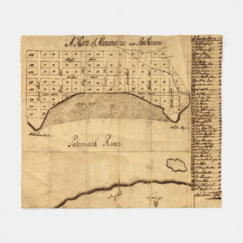 Old Alexandria VA Map by George Washington 1749 Fleece Blanket