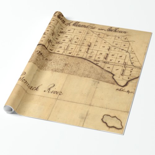 Old Alexandria VA Map by George Washington 1749 Wrapping Paper