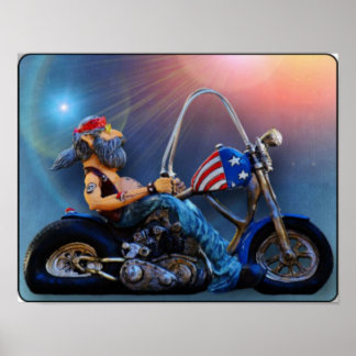 Old American Biker Poster