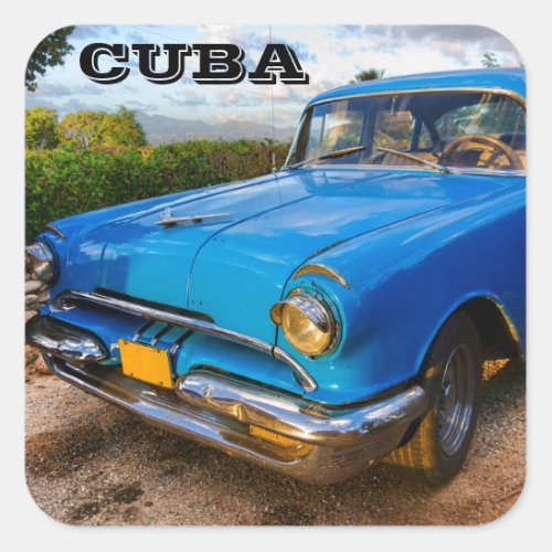 Old American classic car in Trinidad Cuba Square Sticker