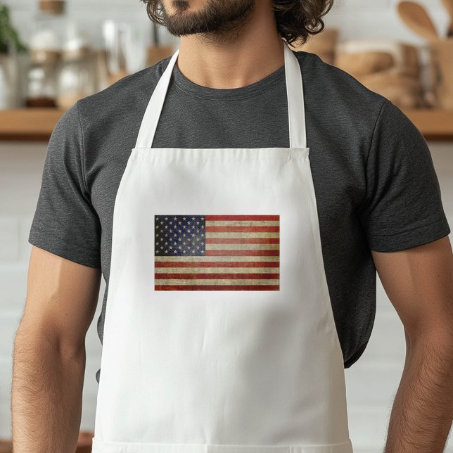Old American Flag Adult Apron (Vintage American Flag Apron)