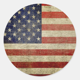 Old American Flag Classic Round Sticker
