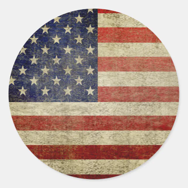 Old American Flag Classic Round Sticker | Zazzle