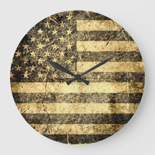 Old American Flag Grunge 2 Large Clock