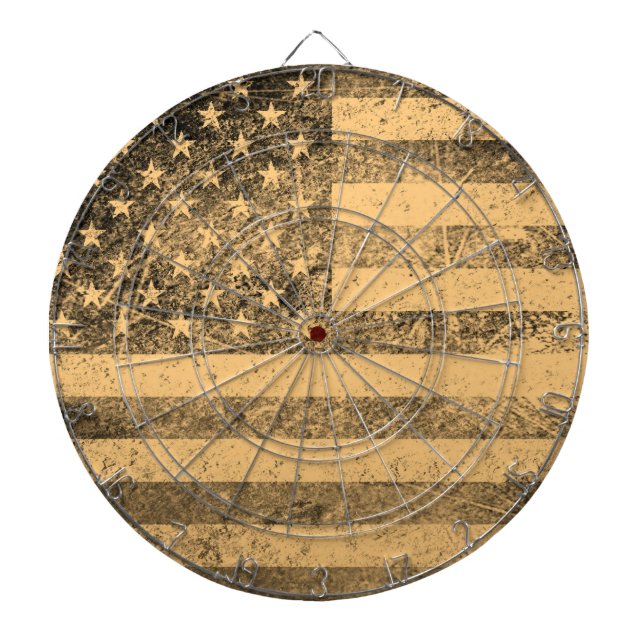 Old American Flag Grunge Dart Board (Front)