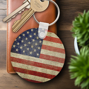 Old American Flag Keychain