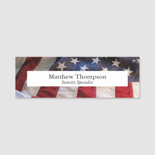 Old American flag Name Tag
