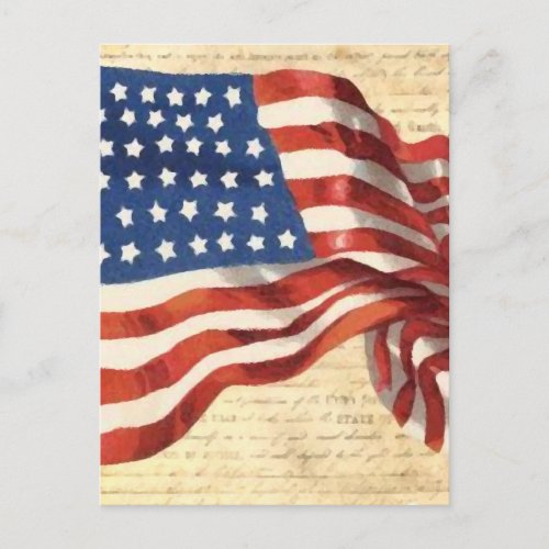 Old American Flag Painting Postcard