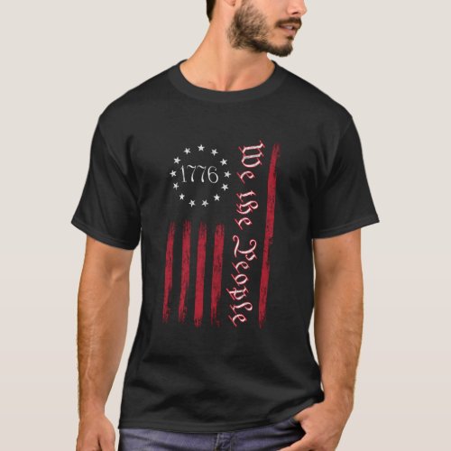 Old American Flag Patriotic 1776 We The People Usa T_Shirt