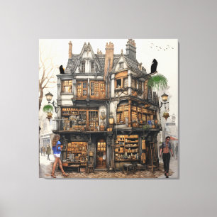 Old Amsterdam Bookshop Art Canvas Print