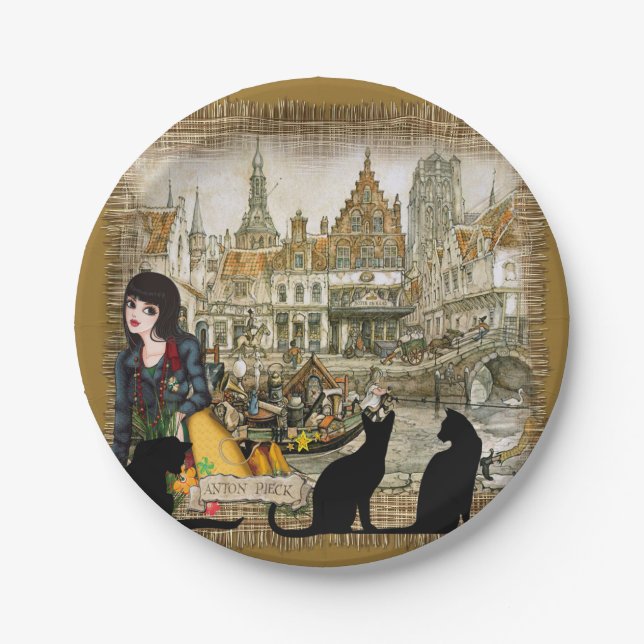 Old Amsterdam harbor Paper Plates (Front)