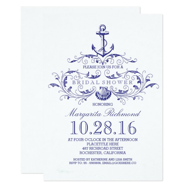 Old Anchor Nautical Bridal Shower Invite