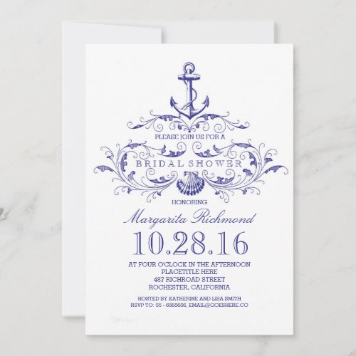 old anchor nautical bridal shower invite