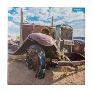 Old and abandoned car #3 in Solitaire, Namibia Ceramic Tile