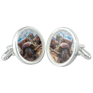 Old and abandoned car #3 in Solitaire, Namibia Cufflinks