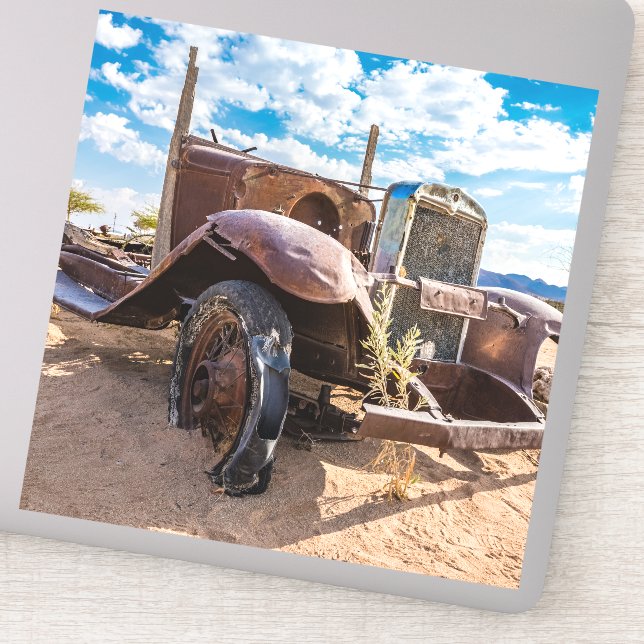 Old and abandoned car #3 in Solitaire, Namibia Sticker (Detail)