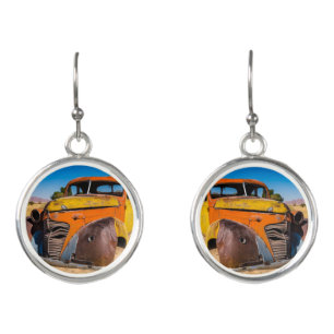 Old and abandoned car in Solitaire, Namibia Earrings