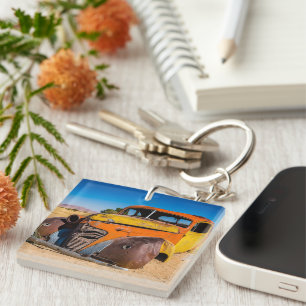 Old and abandoned car in Solitaire, Namibia Keychain