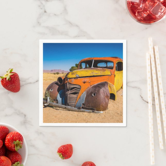 Old and abandoned car in Solitaire, Namibia Napkins (Insitu)