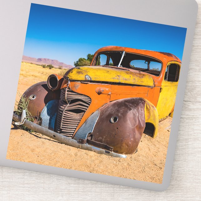 Old and abandoned car in Solitaire, Namibia Sticker (Detail)