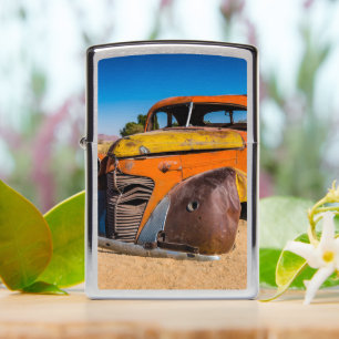 Old and abandoned car in Solitaire Zippo Lighter