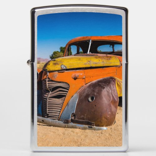 Old and abandoned car in Solitaire Zippo Lighter