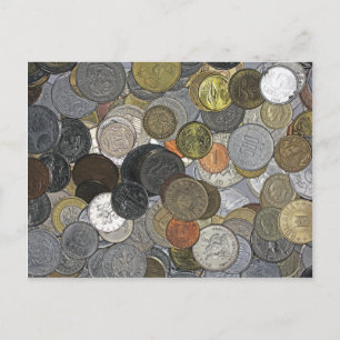 Old and international coins postcard