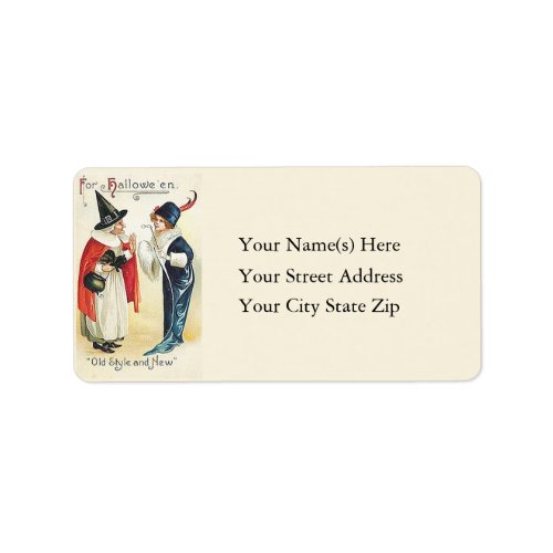 Old and New Halloween Styles Vintage Address Label