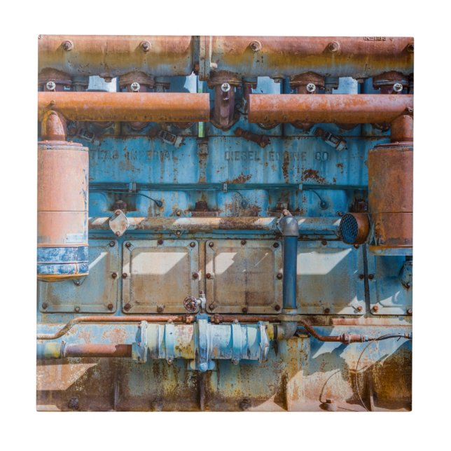 Old and rusty Atlas Imperial diesel engine at Inde Ceramic Tile (Front)