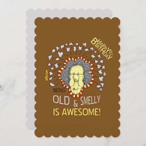 Old and Smelly lady _ brown cartoon Birthday Card