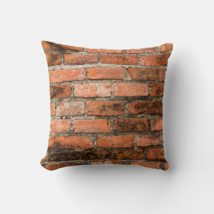 Old and vintage red brick wall texture backgrounda throw pillow