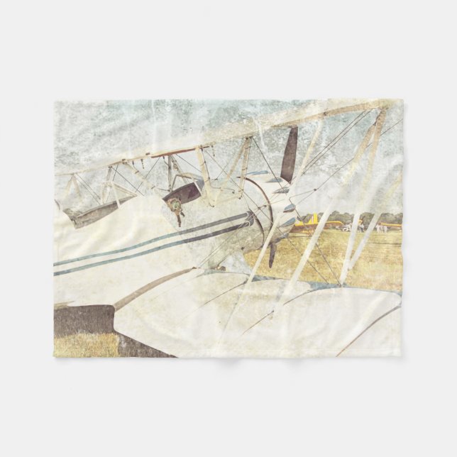 Old Antique Airplanes Biplanes Fleece Blanket (Front (Horizontal))