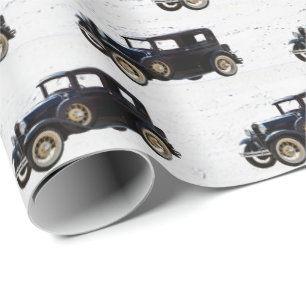 Old Antique Black Car Wrapping Paper