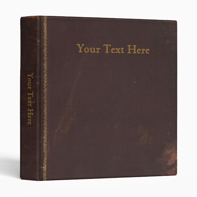 Old Antique book, retro faux leather bound 3 Ring Binder (Front/Spine)