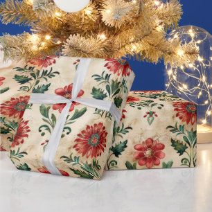 Old Antique Christmas Damask Wrapping Paper