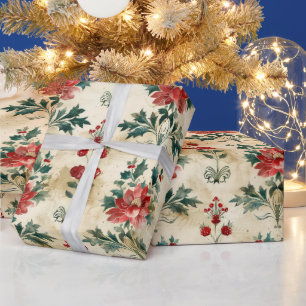 Old Antique Christmas Damask Wrapping Paper