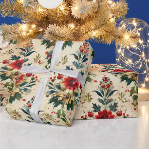 Old Antique Christmas Damask Wrapping Paper