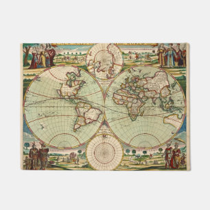 Old Antique General World Map Doormat