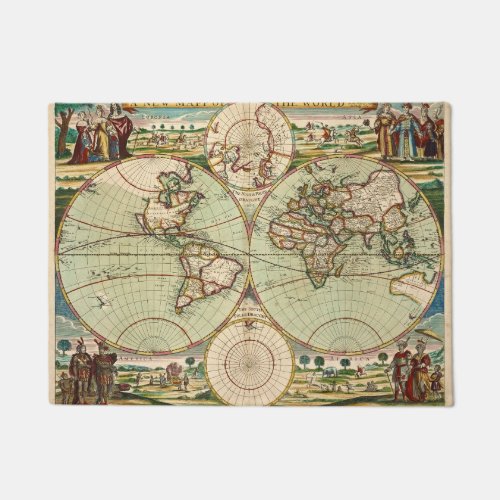 Old Antique General World Map Doormat