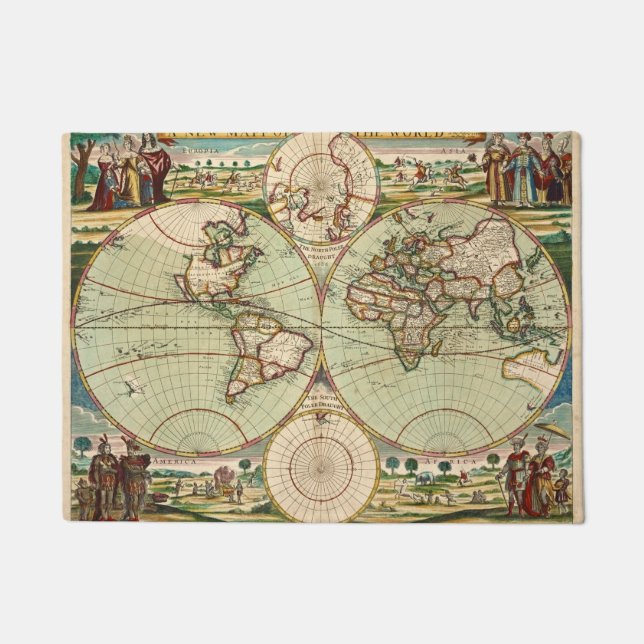 Old Antique General World Map Doormat (Front)