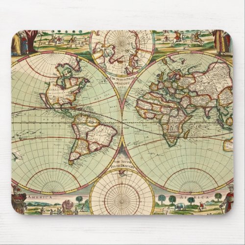 Old Antique General World Map Mousepad