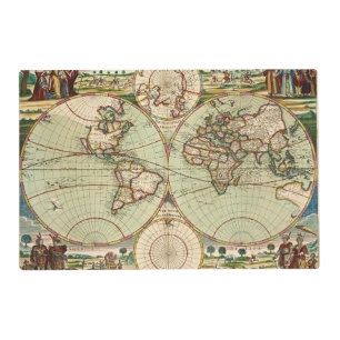 Old Antique General World Map Placemat