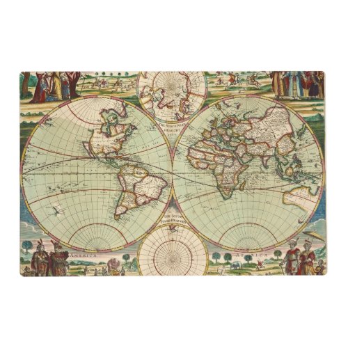 Old Antique General World Map Placemat