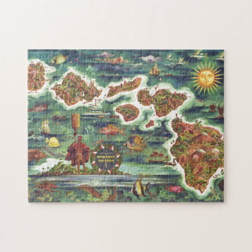 Old Antique Hawaiian Islands Map Historical Jigsaw Puzzle