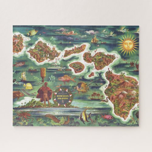 Old Antique Hawaiian Islands Map Historical Jigsaw Puzzle